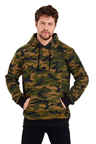 Raff &Taff Hoodie Kapuzenpullover Sweatshirt Sweater Pullover |S-10XL| Sport Alltag Freizeit|Premium Baumwolle Fleece Innenseite(RT-H-401-Woodland TK-XXL) von Raff&Taff