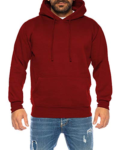 Raff & Taff Hoodie Kapuzenpullover Sweatshirt Sweater Pullover | S - 6XL | Sport Alltag Freizeit | Premium Baumwolle Fleece Innenseite (RT 401 Bordeaux, 3XL) von Raff&Taff