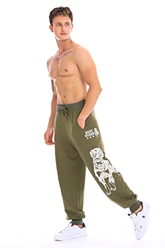 Raff & Taff Jogginghose Sweatpants Sporthose Bulldog Bodyguard aus hochwertiger Baumwollmischung (Oliv, 3XL) von Raff&Taff