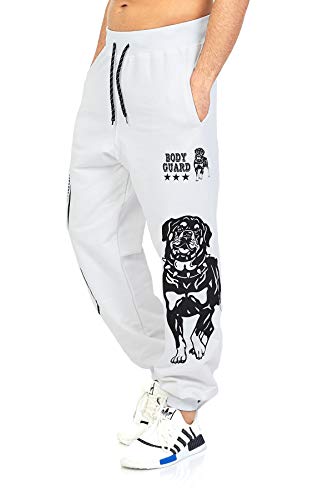 Raff & Taff Jogginghose Sweatpants Sporthose Bulldog Bodyguard aus hochwertiger Baumwollmischung (Weiß, 5XL~58) von Raff&Taff