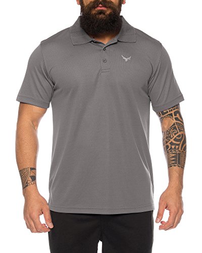 Raff & Taff Polo Shirt Fitness Shirt hochwertiges Atmungaktives Funktionsshirt T-Shirt Freizeit Shirt (Anthrazit, 6XL) von Raff&Taff