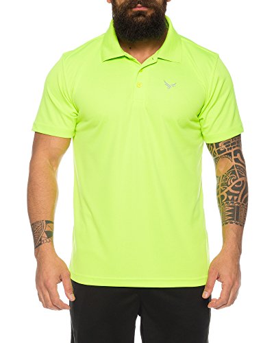 Raff & Taff Polo Shirt Fitness Shirt hochwertiges Atmungaktives Funktionsshirt T-Shirt Freizeit Shirt (Apfelgrün, XXL) von Raff&Taff