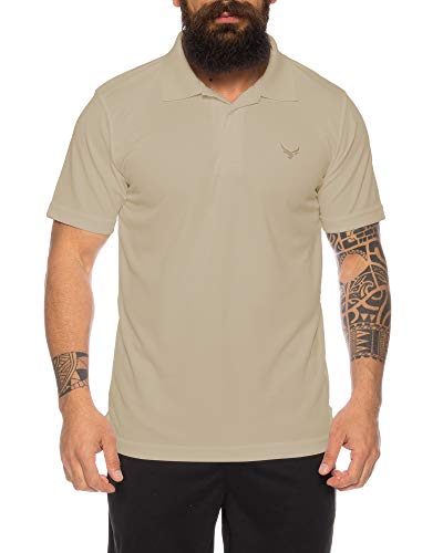 Raff & Taff Polo Shirt Fitness Shirt hochwertiges Atmungaktives Funktionsshirt T-Shirt Freizeit Shirt (Beige, 4XL) von Raff&Taff