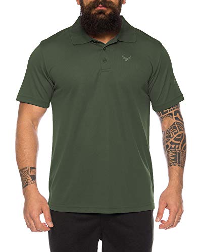 Raff & Taff Polo Shirt Fitness Shirt hochwertiges Atmungaktives Funktionsshirt T-Shirt Freizeit Shirt (Oliv, L) von Raff&Taff