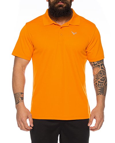 Raff & Taff Polo Shirt Fitness Shirt hochwertiges Atmungaktives Funktionsshirt T-Shirt Freizeit Shirt (Orange, 3XL) von Raff&Taff