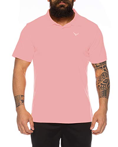 Raff & Taff Polo Shirt Fitness Shirt hochwertiges Atmungaktives Funktionsshirt T-Shirt Freizeit Shirt (Rosa, 3XL) von Raff&Taff