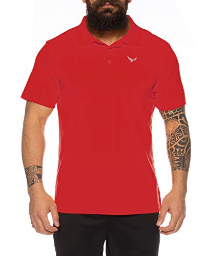 Raff & Taff Polo Shirt Fitness Shirt hochwertiges Atmungaktives Funktionsshirt T-Shirt Freizeit Shirt (Rot, L) von Raff&Taff