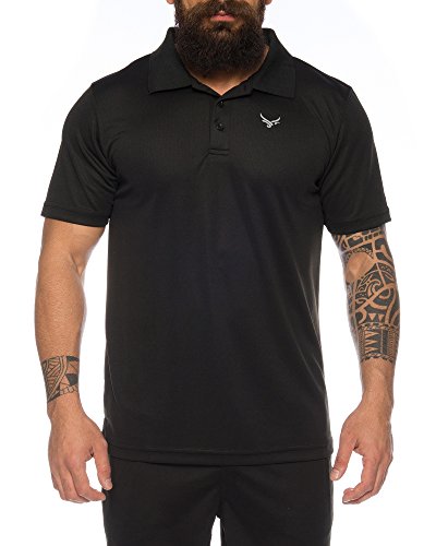 Raff & Taff Polo Shirt Fitness Shirt hochwertiges Atmungaktives Funktionsshirt T-Shirt Freizeit Shirt (Schwarz, 6XL) von Raff&Taff