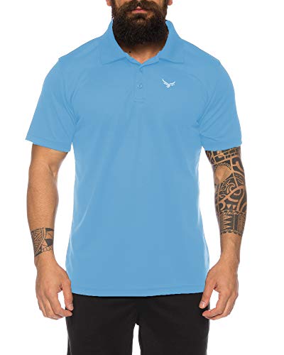 Raff & Taff Polo Shirt Fitness Shirt hochwertiges Atmungaktives Funktionsshirt T-Shirt Freizeit Shirt (Sky, 5XL) von Raff&Taff