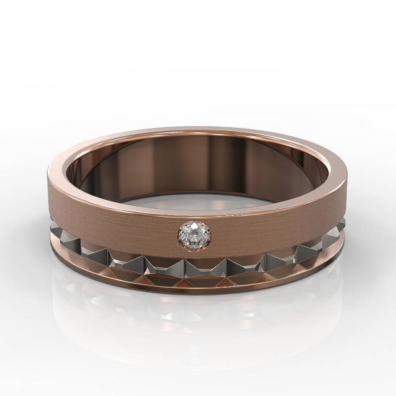 14K Zweifarbiger Goldring Mit Diamant in Zargenfassung von Raffancy