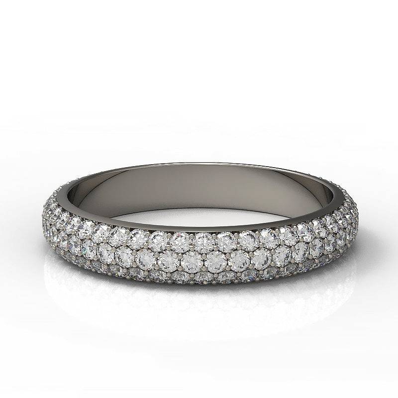 4 Mm Breiter Dreireihiger Diamant Eternity Ehering 14 Karat Gold Forever Ring von Raffancy