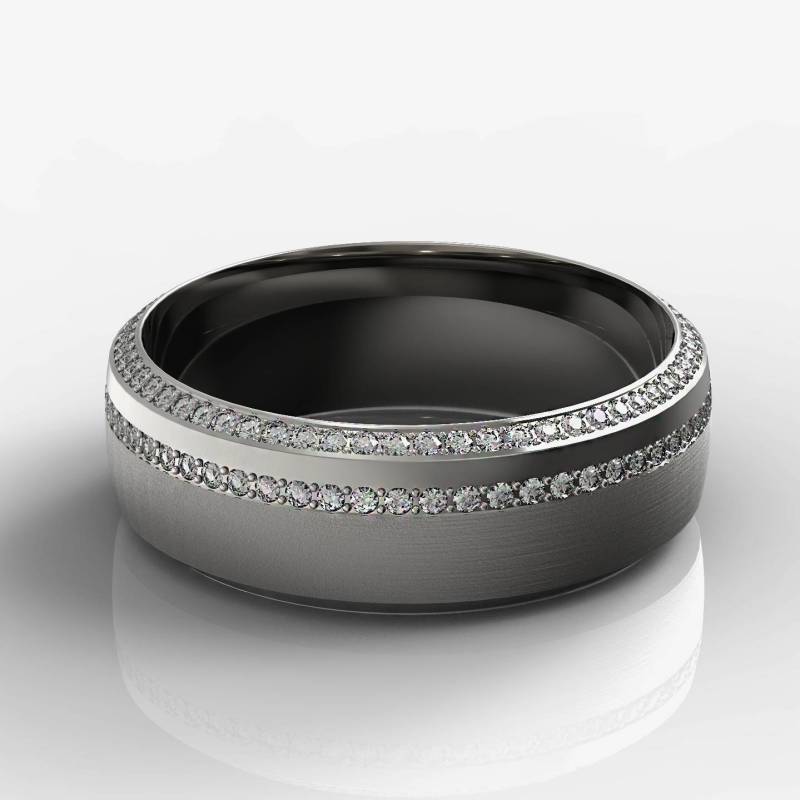 Elegantes 14K Gold Ehering Diamant Band Pflastern Komfort Passform Jahrestag Versprechen von Raffancy