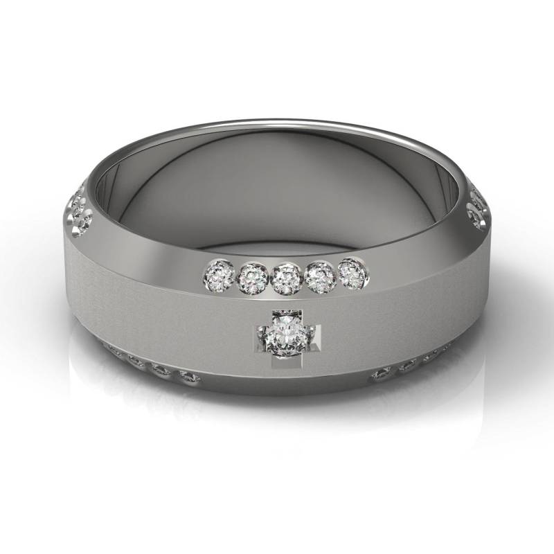 Exklusiver 14 K Gold Matt Gebürsteter Ehering Mit Abgeschrägtem Rand, 8 Mm Breite, Diamant Eheringe Für Sie Und Ihn von Raffancy