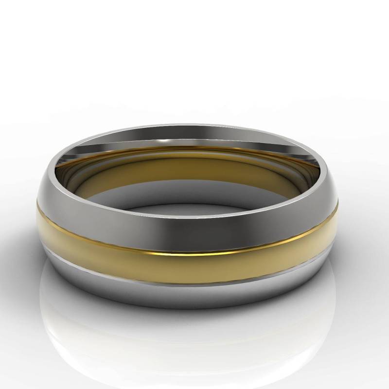 Massiv 14K Zweifarbig Gold Ehering Gefastes Band Glänzend Poliert Jubiläum Versprechen Umweltfreundlicher Handgemachter von Raffancy