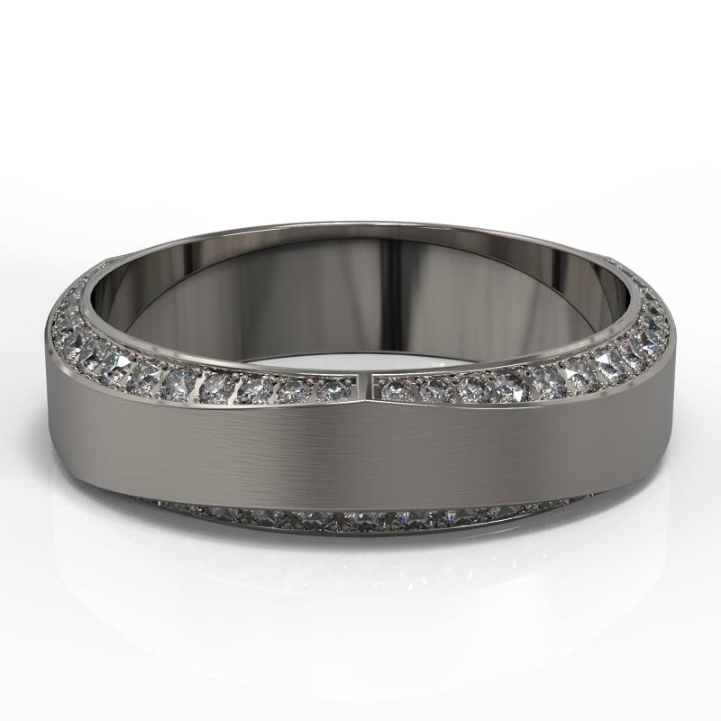 Ursprünglich Entworfen 14K Weißgold Ehering Für Frauen Pave Set Diamant Comfort Fit von Raffancy