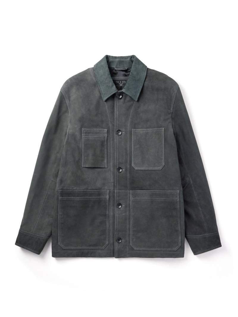 Rag & Bone - Graham Corduroy-Trimmed Suede Jacket - Men - Gray - XXL von Rag & Bone