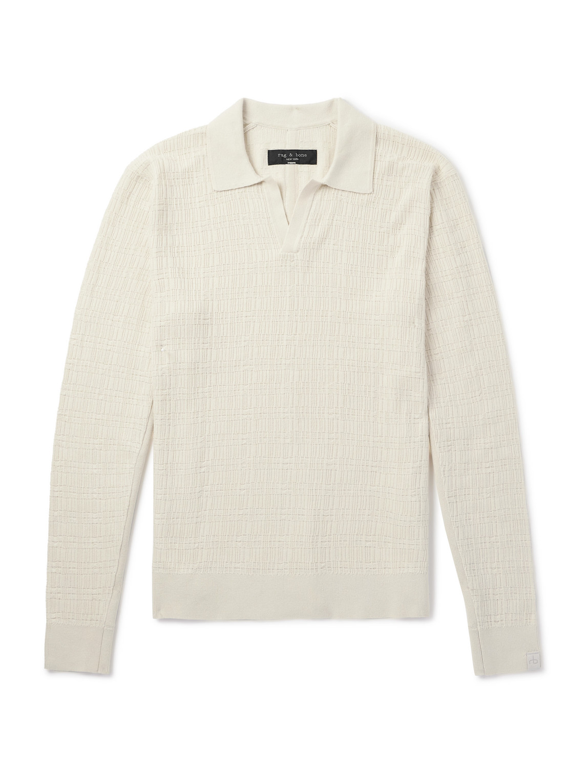Rag & Bone - Textured-Knit Cotton Polo Shirt - Men - Neutrals - L von Rag & Bone