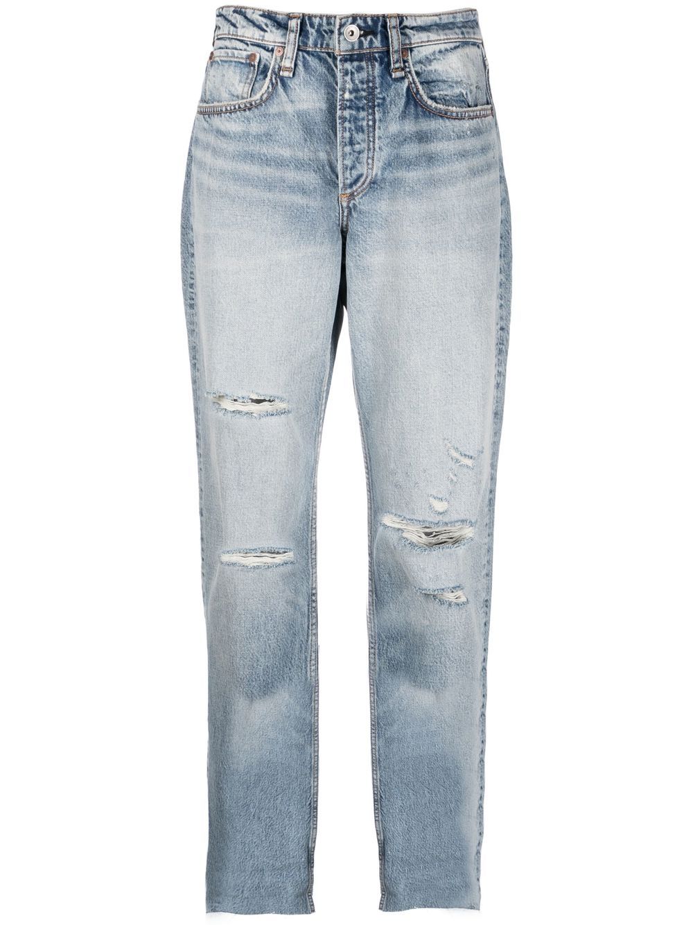 rag & bone Cropped-Distressed-Jeans - Blau von rag & bone