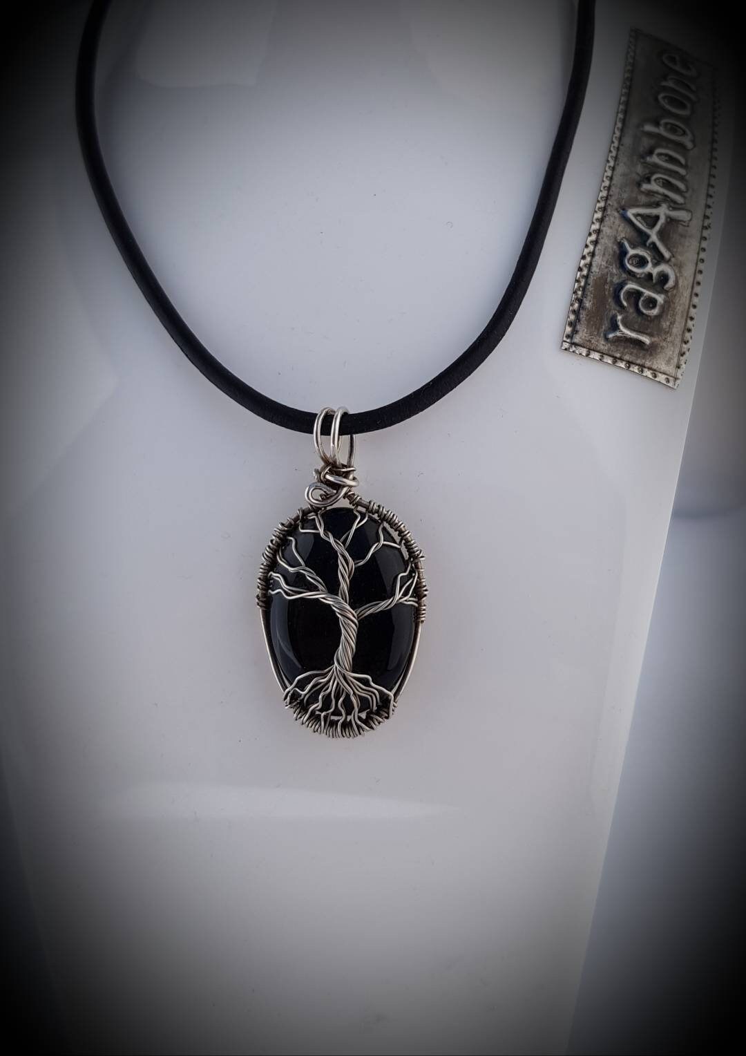 Baum Des Lebens Anhänger Halskette Sterling Silber Schwarz Onyx Baum Des Lebens Anhänger Halskette Sterling Silber Schwarz Onyx von RagAnnBone