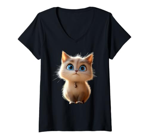 Damen Ragdoll Katze Ragdollkatze Katzenmama Süße Ragdoll Katzen T-Shirt mit V-Ausschnitt von Ragdoll Katzen Motiv für Ragdollkatzen Liebhaber