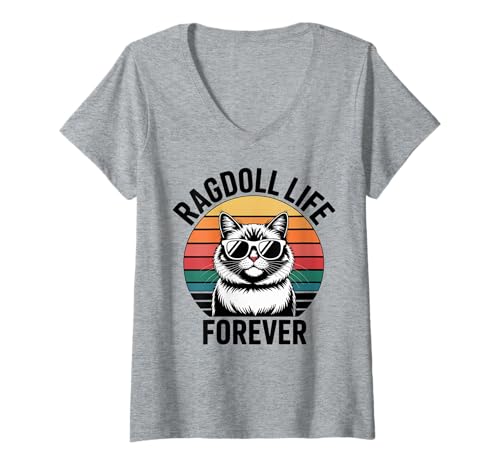 Damen Ragdoll Life Katze Männer Frauen Kinder Geschenk T-Shirt mit V-Ausschnitt Damen Ragdoll Life Katze Männer Frauen Kinder Geschenk T-Shirt mit V-Ausschnitt von Ragdoll Life Forever