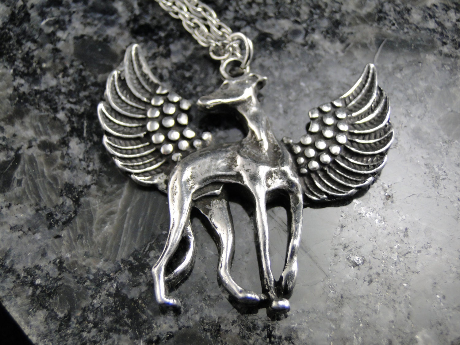 Windhund Angel Pendant Halskette - Silber Vergoldet Charme Auf 18-Zoll-Silber Seil-Kette Windhund Angel Pendant Halskette - Silber Vergoldet Charme Auf 18-Zoll-Silber Seil-Kette von RageDesignCompany