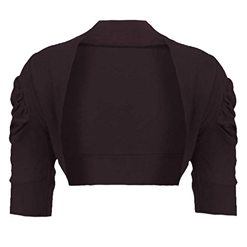 RageIT Mädchen Rüschen Ärmel Bauchfreer Bolero Strickjacke Shrug-jäckchen - Braun, Mädchen, 134-140 von RageIT