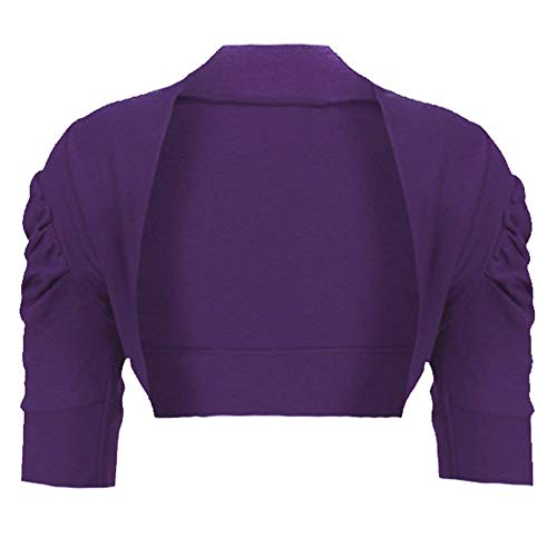 RageIT Mädchen Rüschen Ärmel bauchfreer Bolero Strickjacke Shrug-jäckchen - Dunkles Violett, 13-14 Jahre von RageIT