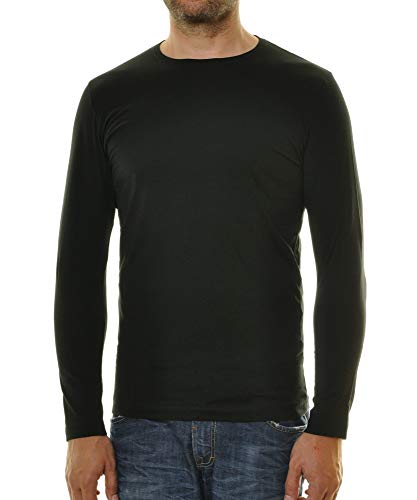 RAGMAN Herren Langarm Shirt mit rundhals Bodyfit Schwarz-009 L von RAGMAN