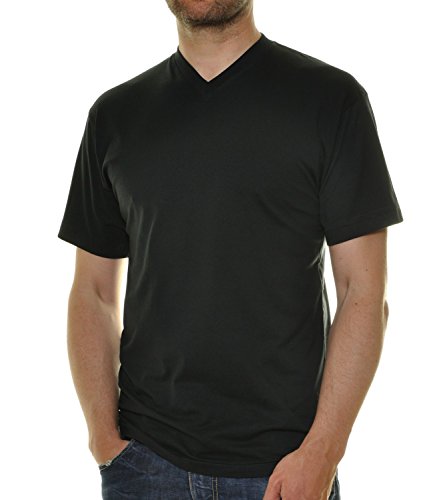Ragman Herren Doppelpack - 2 T-Shirts mit V-Ausschnitt, Schwarz, 4XL von Ragman