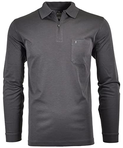Ragman Herren Softknit-Poloshirt Langarm mit Zip M Anthrazit von RAGMAN
