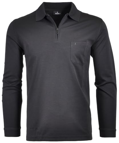 Ragman Herren Softknit-Poloshirt Langarm mit Zip L Schwarz von RAGMAN