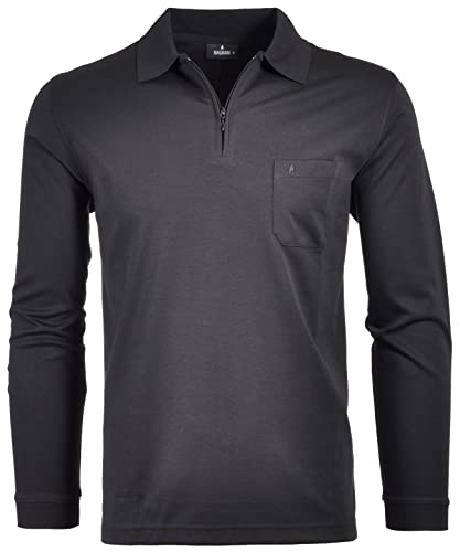 Ragman Herren Softknit-Poloshirt Langarm mit Zip S Schwarz von RAGMAN
