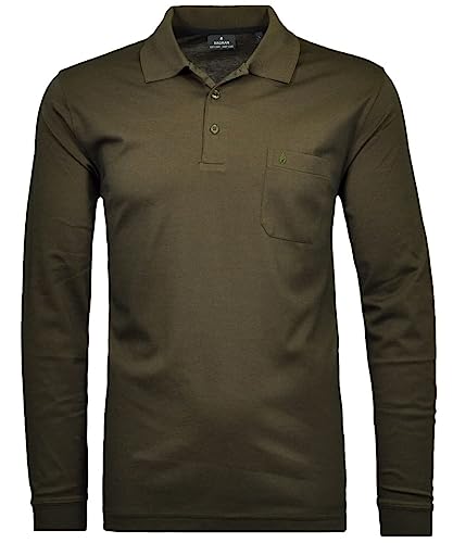 RAGMAN Herren Softknit-Polo mit Brusttasche, Langarm M, Dunkles Khaki-803 von RAGMAN