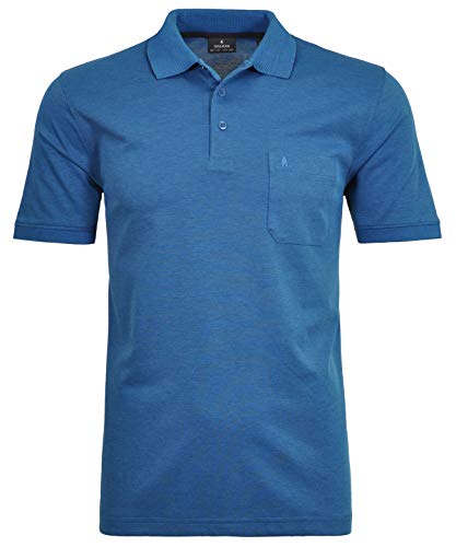 RAGMAN Herren Softknit-Polo mit Brusttasche, Kurzarm L, Blau-Melange-765 von RAGMAN