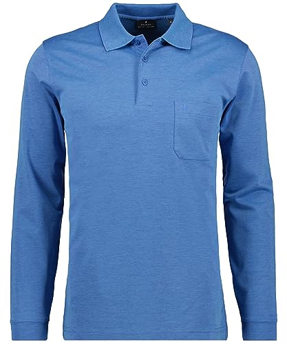 Ragman Herren Softknit-Polo Langarm, Aqua, M von RAGMAN