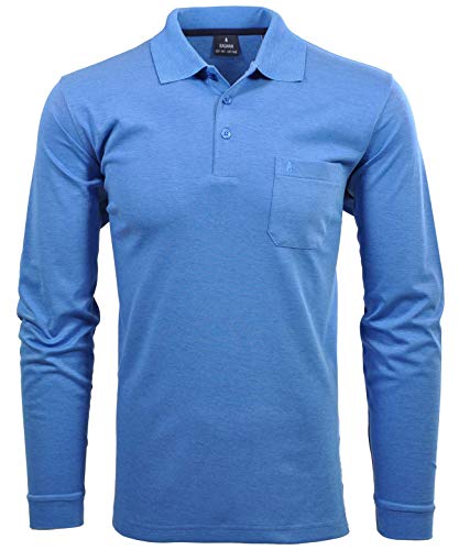 Ragman Herren Softknit-Polo Langarm, Aqua, XL von RAGMAN