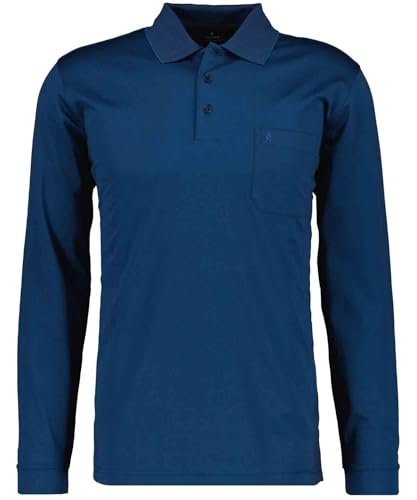 Ragman Herren Softknit-Polo Langarm, Dunkelblau, XL von RAGMAN
