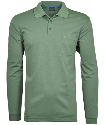 Ragman Herren Softknit-Polo Langarm, Schilf, XXL von RAGMAN