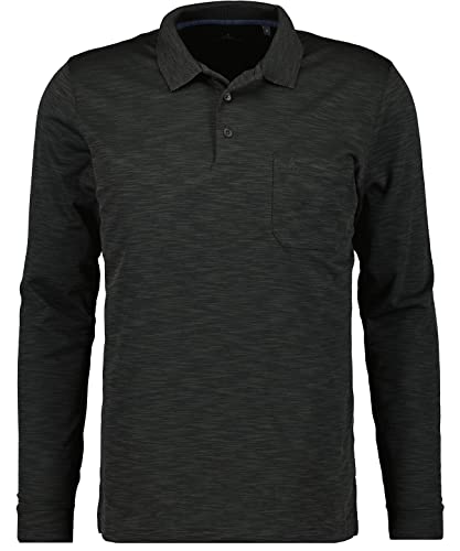 RAGMAN Herren Langarm Poloshirt mit Jaquard-Muster L, Schiefer-027 von RAGMAN