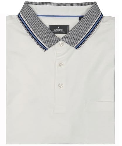 RAGMAN Herren Polo Uni mit Kontrastdetails, mercerisiert 3XL, Weiss-006 von RAGMAN