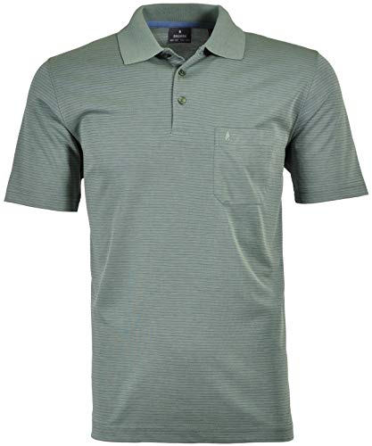 Ragman Herren Softknit-Polo fein gestreift,Schilf,XL von RAGMAN