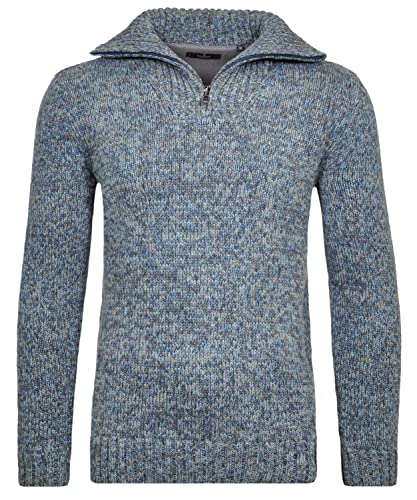 Ragman Herren Pullover Troyer Tweed Petrol MOU - 3XL von RAGMAN