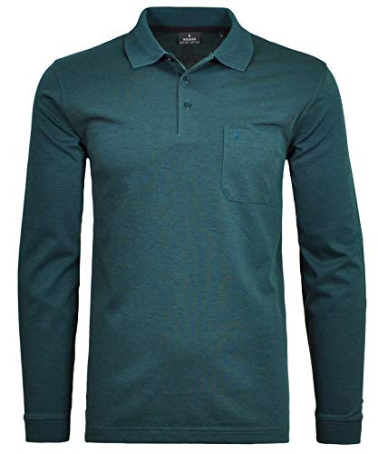 RAGMAN Herren Softknit-Polo mit Brusttasche, Langarm XXL, Dunkelgrün-357 von RAGMAN