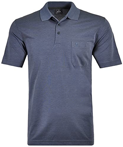 Ragman Herren Softknit-Polo fein gestreift,Azur,3XL von RAGMAN