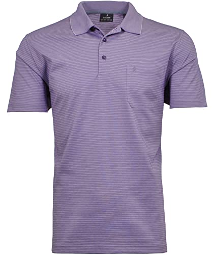 RAGMAN Herren Softknit-Polo fein gestreift L, Flieder-474 von RAGMAN