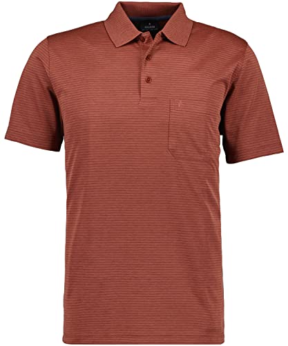 RAGMAN Herren Softknit-Polo fein gestreift L, gebranntes Orange-543 von RAGMAN