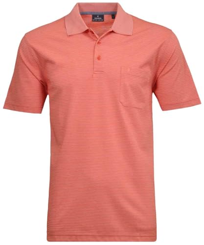 RAGMAN Herren Softknit-Polo fein gestreift Hellrot-638, M von RAGMAN