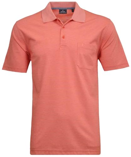 RAGMAN Herren Softknit-Polo fein gestreift M, Hellrot-638 von RAGMAN