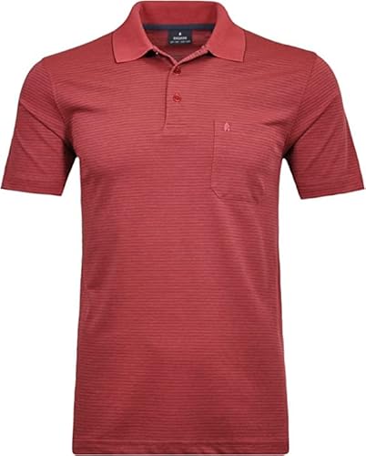 RAGMAN Herren Softknit-Polo fein gestreift M, Koralle-606 von RAGMAN